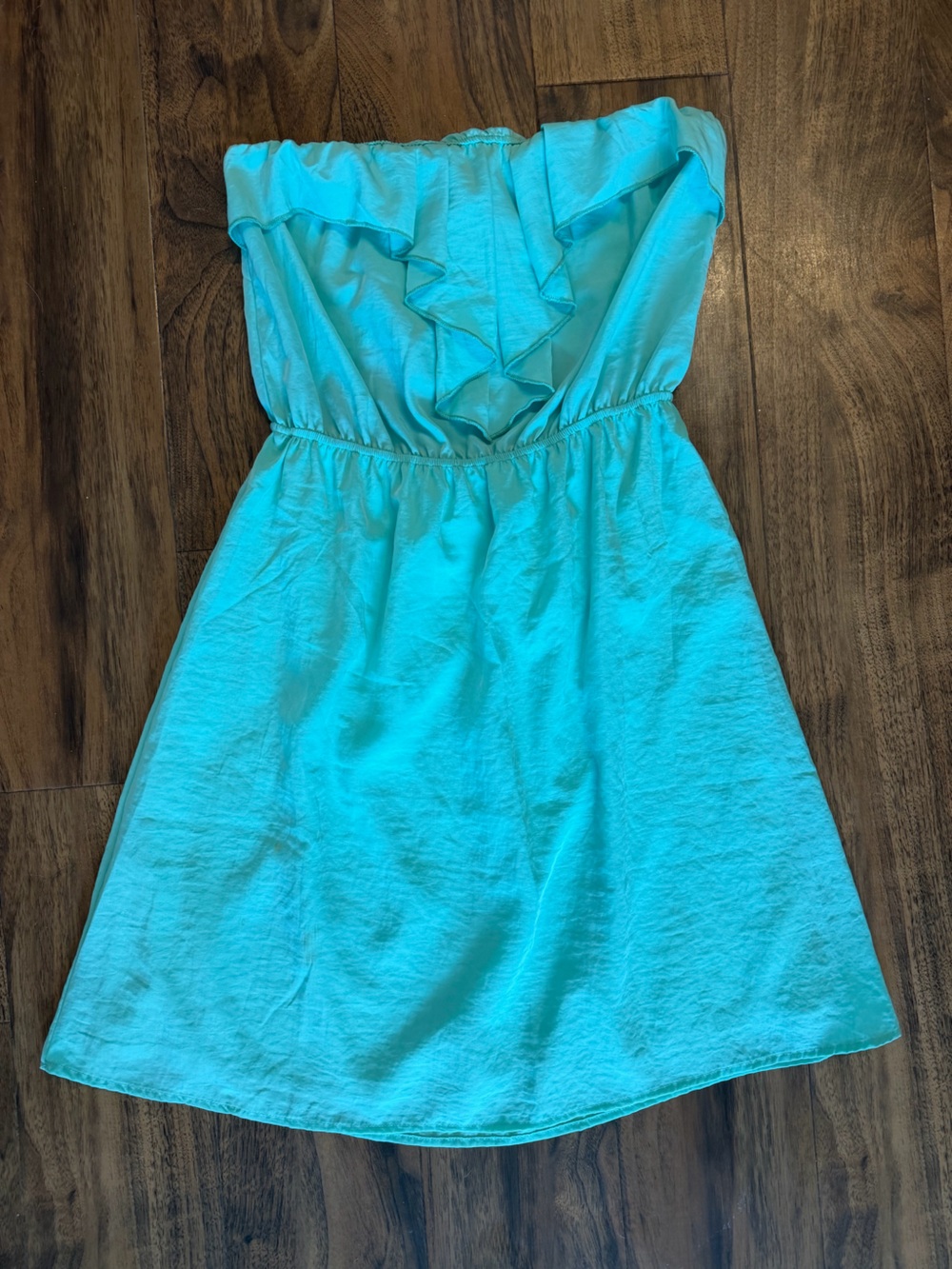 GB Strapless Turquoise Ruffle Mini Dress